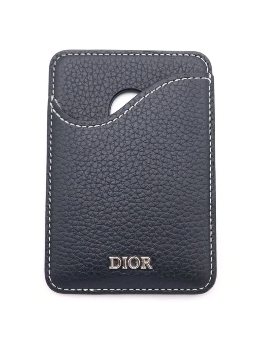 Dior Saddle Magnetic Card Holder Case Black Leather